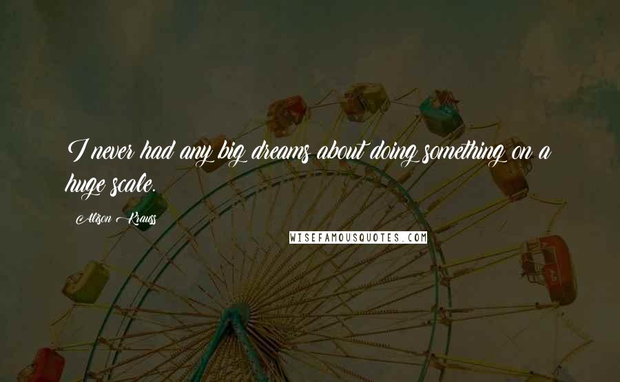 Alison Krauss Quotes: I never had any big dreams about doing something on a huge scale.