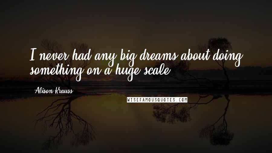 Alison Krauss Quotes: I never had any big dreams about doing something on a huge scale.