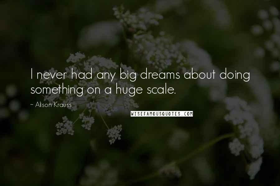 Alison Krauss Quotes: I never had any big dreams about doing something on a huge scale.