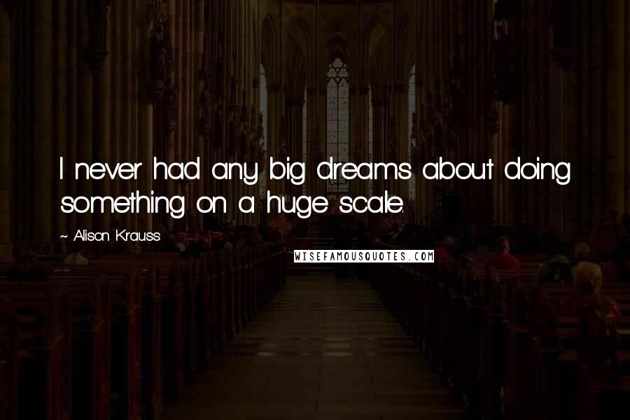 Alison Krauss Quotes: I never had any big dreams about doing something on a huge scale.