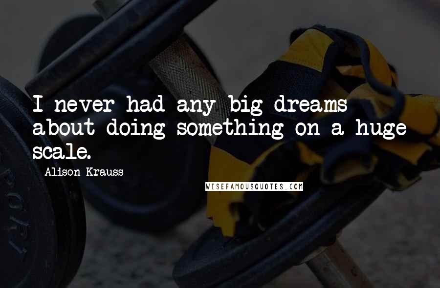 Alison Krauss Quotes: I never had any big dreams about doing something on a huge scale.