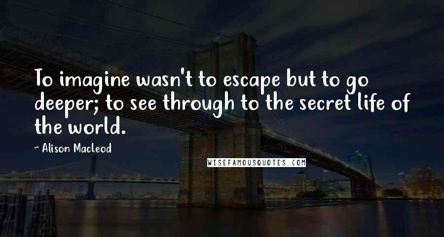 Alison MacLeod Quotes: To imagine wasn't to escape but to go deeper; to see through to the secret life of the world.