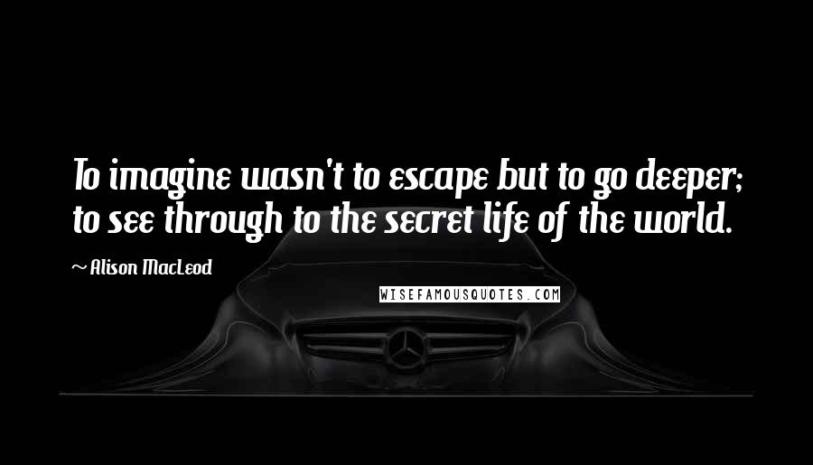 Alison MacLeod Quotes: To imagine wasn't to escape but to go deeper; to see through to the secret life of the world.