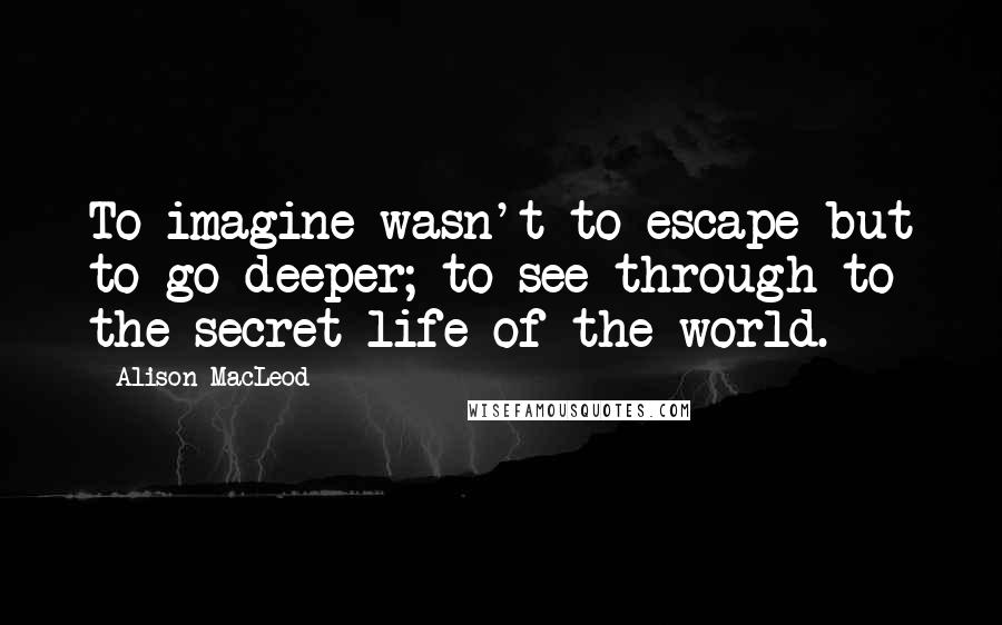 Alison MacLeod Quotes: To imagine wasn't to escape but to go deeper; to see through to the secret life of the world.