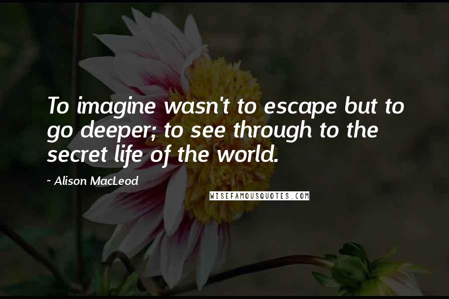 Alison MacLeod Quotes: To imagine wasn't to escape but to go deeper; to see through to the secret life of the world.