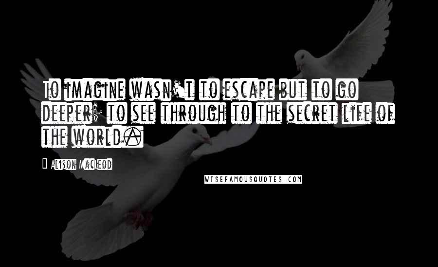 Alison MacLeod Quotes: To imagine wasn't to escape but to go deeper; to see through to the secret life of the world.