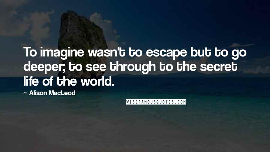 Alison MacLeod Quotes: To imagine wasn't to escape but to go deeper; to see through to the secret life of the world.