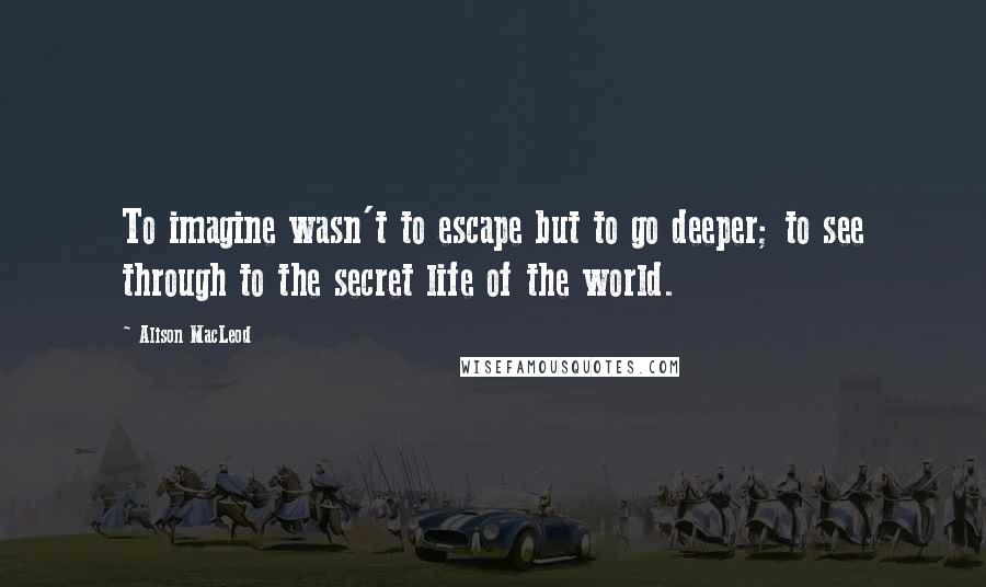 Alison MacLeod Quotes: To imagine wasn't to escape but to go deeper; to see through to the secret life of the world.