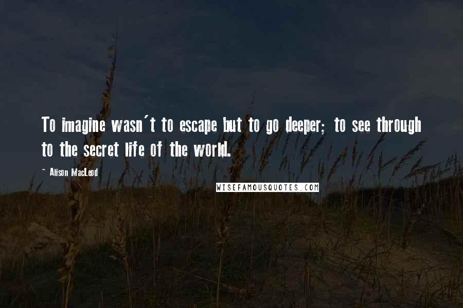 Alison MacLeod Quotes: To imagine wasn't to escape but to go deeper; to see through to the secret life of the world.