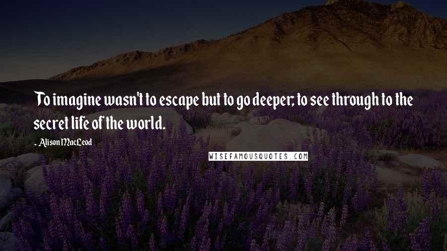 Alison MacLeod Quotes: To imagine wasn't to escape but to go deeper; to see through to the secret life of the world.