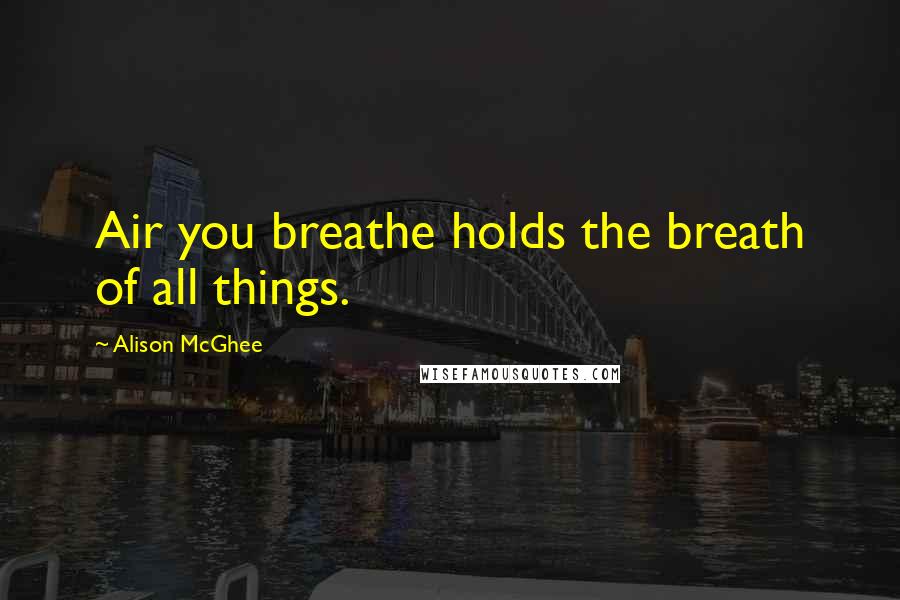 Alison McGhee Quotes: Air you breathe holds the breath of all things.