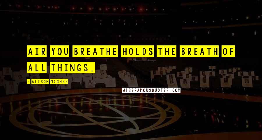 Alison McGhee Quotes: Air you breathe holds the breath of all things.