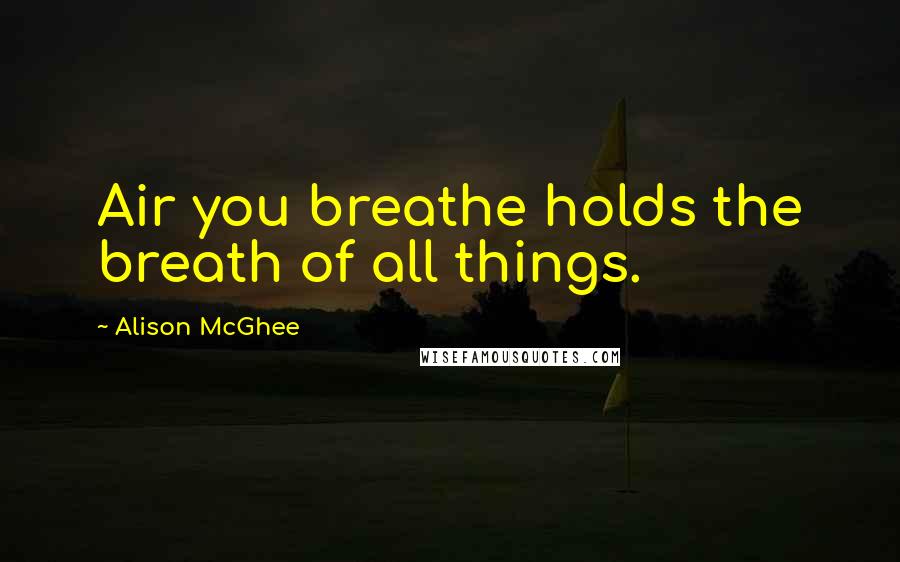 Alison McGhee Quotes: Air you breathe holds the breath of all things.