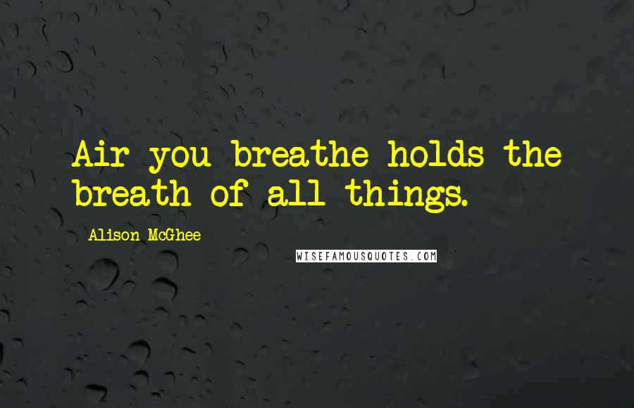 Alison McGhee Quotes: Air you breathe holds the breath of all things.