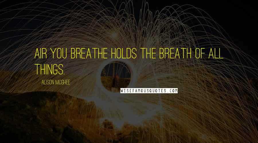 Alison McGhee Quotes: Air you breathe holds the breath of all things.
