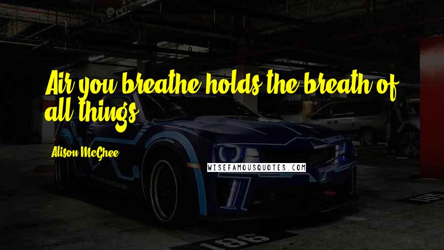 Alison McGhee Quotes: Air you breathe holds the breath of all things.