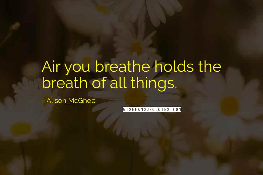 Alison McGhee Quotes: Air you breathe holds the breath of all things.