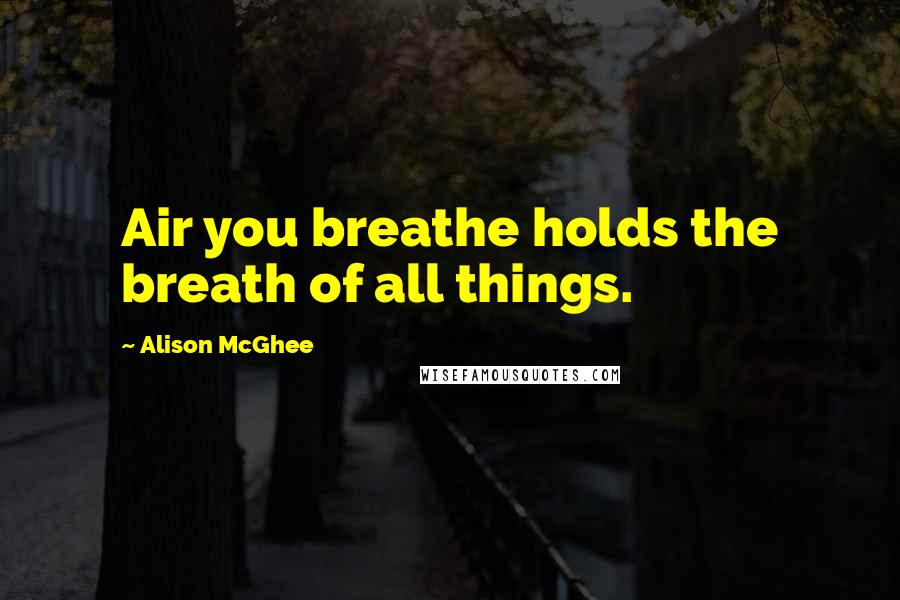 Alison McGhee Quotes: Air you breathe holds the breath of all things.
