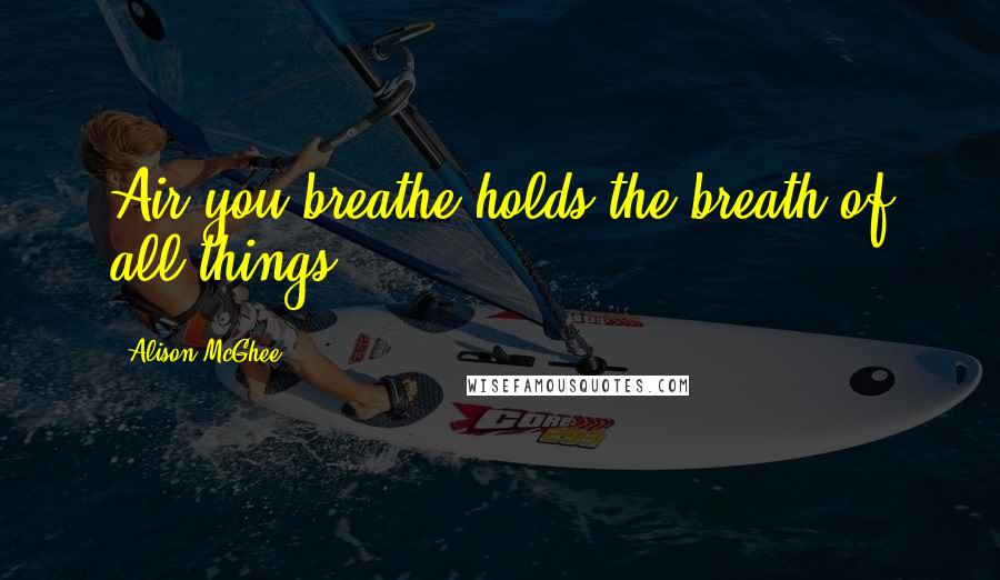 Alison McGhee Quotes: Air you breathe holds the breath of all things.