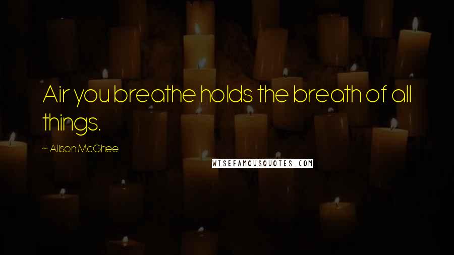 Alison McGhee Quotes: Air you breathe holds the breath of all things.