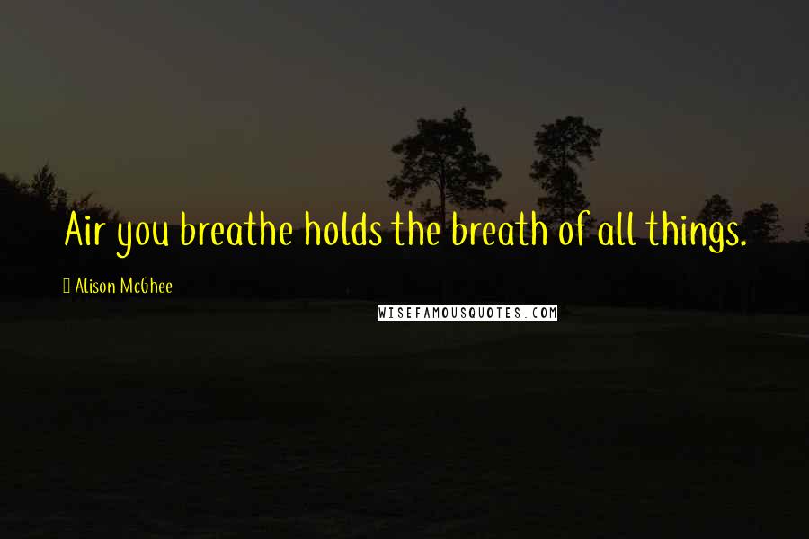 Alison McGhee Quotes: Air you breathe holds the breath of all things.