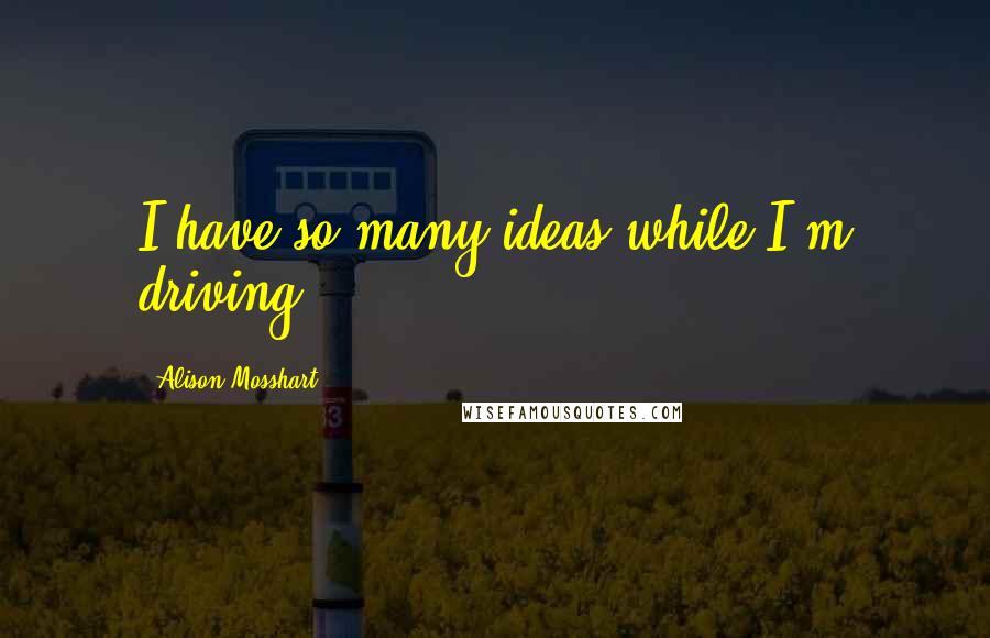 Alison Mosshart Quotes: I have so many ideas while I'm driving.