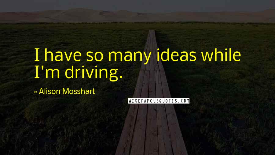 Alison Mosshart Quotes: I have so many ideas while I'm driving.