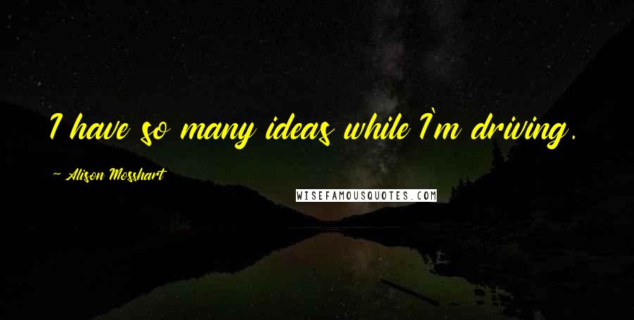 Alison Mosshart Quotes: I have so many ideas while I'm driving.