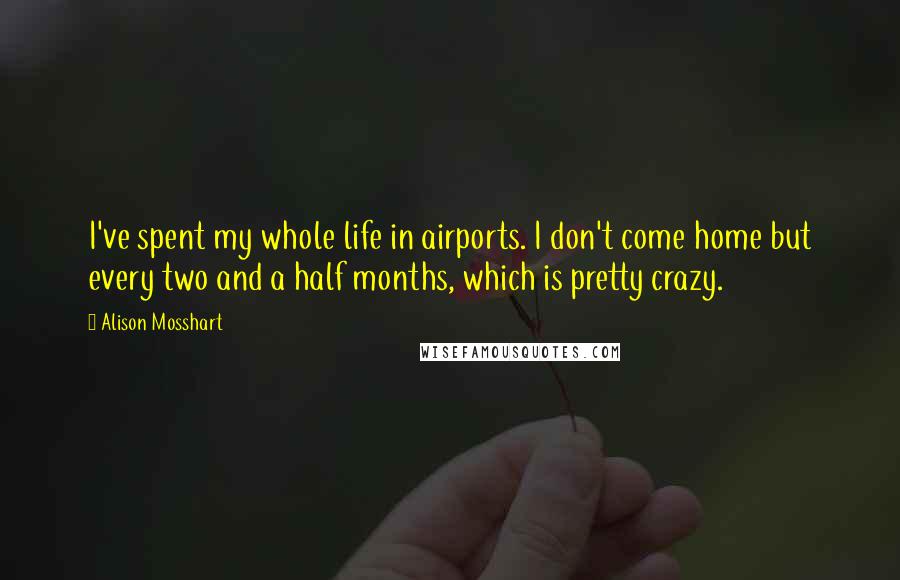 Alison Mosshart Quotes: I've spent my whole life in airports. I don't come home but every two and a half months, which is pretty crazy.