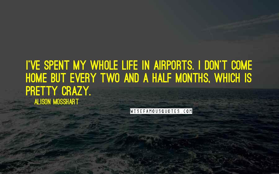 Alison Mosshart Quotes: I've spent my whole life in airports. I don't come home but every two and a half months, which is pretty crazy.
