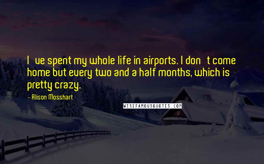 Alison Mosshart Quotes: I've spent my whole life in airports. I don't come home but every two and a half months, which is pretty crazy.