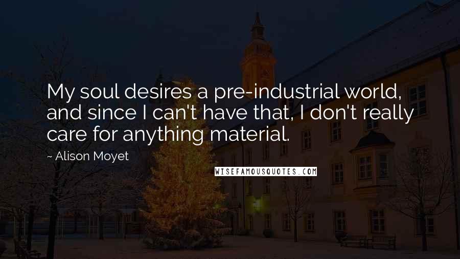 Alison Moyet Quotes: My soul desires a pre-industrial world, and since I can't have that, I don't really care for anything material.