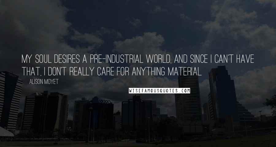 Alison Moyet Quotes: My soul desires a pre-industrial world, and since I can't have that, I don't really care for anything material.