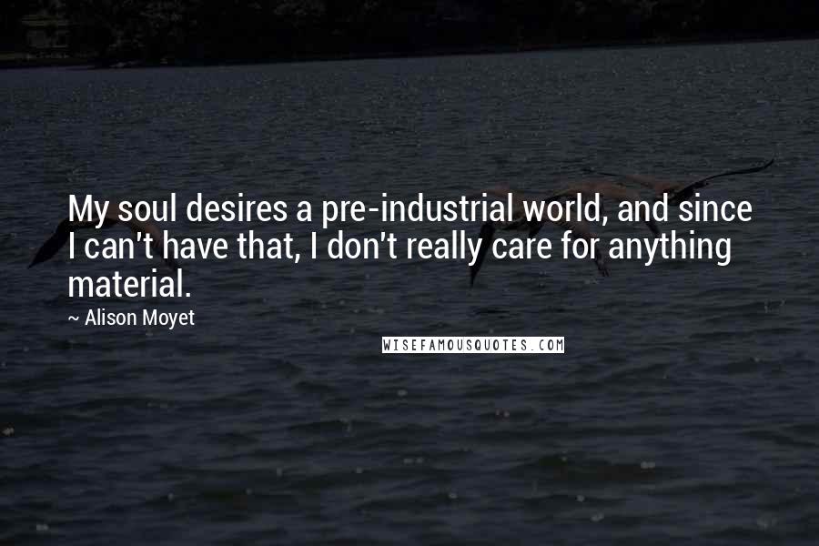 Alison Moyet Quotes: My soul desires a pre-industrial world, and since I can't have that, I don't really care for anything material.