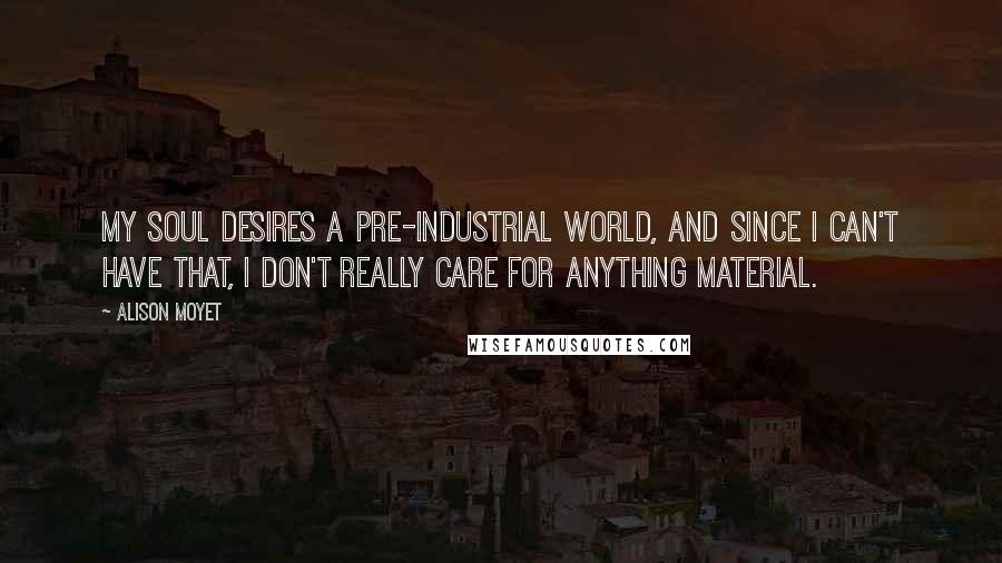 Alison Moyet Quotes: My soul desires a pre-industrial world, and since I can't have that, I don't really care for anything material.