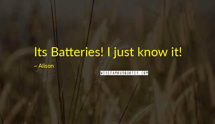 Alison Quotes: Its Batteries! I just know it!