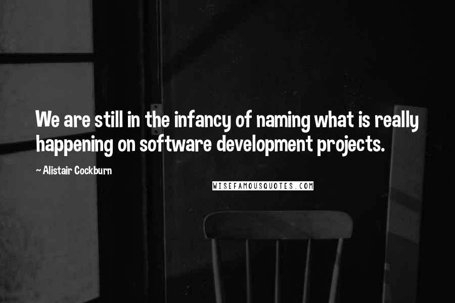 Alistair Cockburn Quotes: We are still in the infancy of naming what is really happening on software development projects.