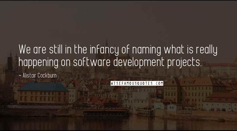 Alistair Cockburn Quotes: We are still in the infancy of naming what is really happening on software development projects.