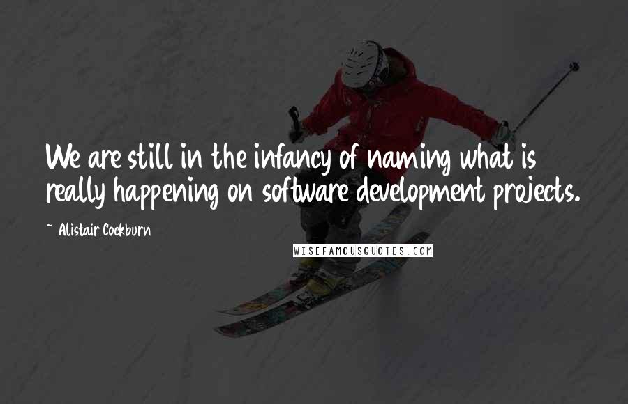 Alistair Cockburn Quotes: We are still in the infancy of naming what is really happening on software development projects.