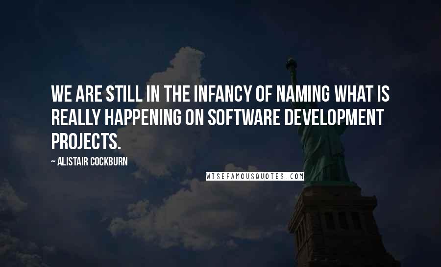 Alistair Cockburn Quotes: We are still in the infancy of naming what is really happening on software development projects.