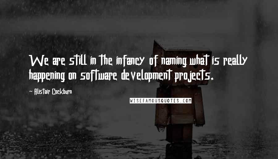 Alistair Cockburn Quotes: We are still in the infancy of naming what is really happening on software development projects.