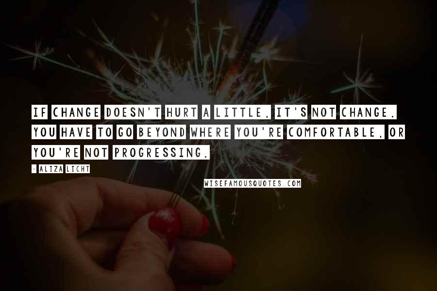 Aliza Licht Quotes: If change doesn't hurt a little, it's not change. You have to go beyond where you're comfortable, or you're not progressing.