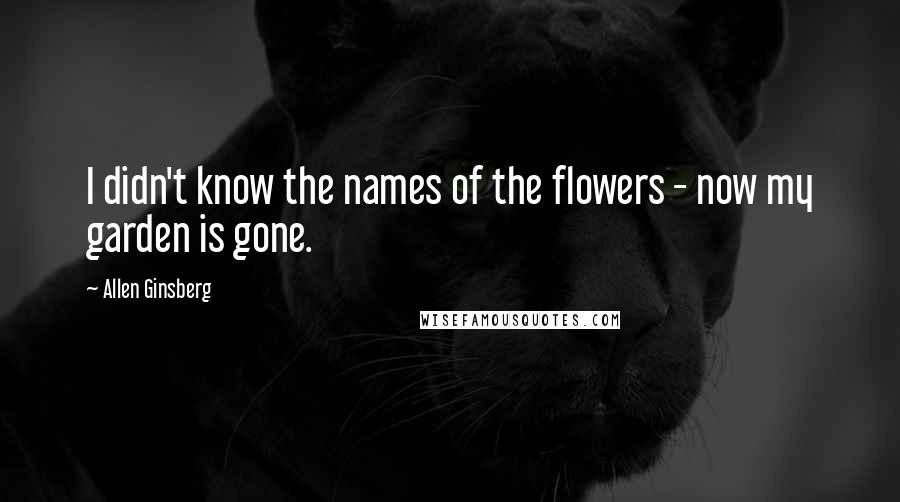 Allen Ginsberg Quotes: I didn't know the names of the flowers - now my garden is gone.