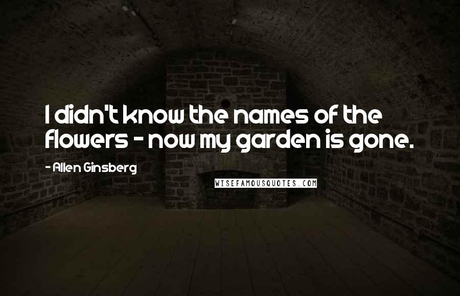 Allen Ginsberg Quotes: I didn't know the names of the flowers - now my garden is gone.