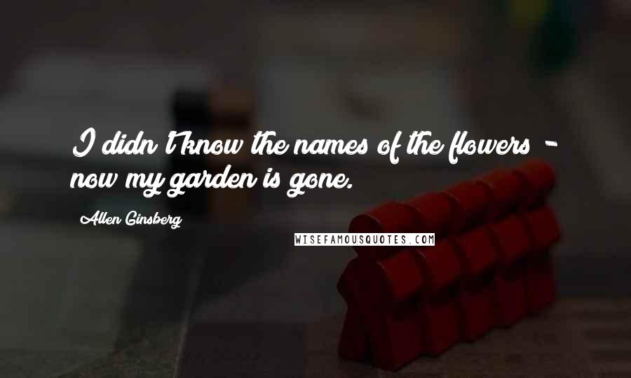 Allen Ginsberg Quotes: I didn't know the names of the flowers - now my garden is gone.