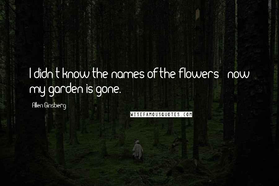 Allen Ginsberg Quotes: I didn't know the names of the flowers - now my garden is gone.
