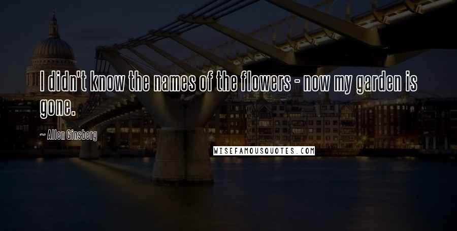 Allen Ginsberg Quotes: I didn't know the names of the flowers - now my garden is gone.