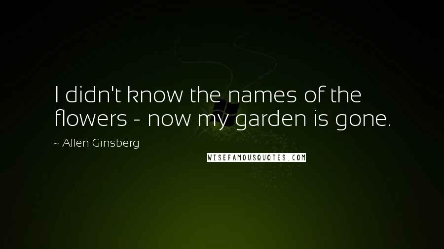 Allen Ginsberg Quotes: I didn't know the names of the flowers - now my garden is gone.