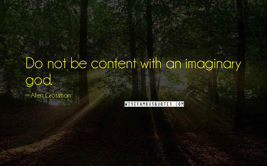 Allen Grossman Quotes: Do not be content with an imaginary god.