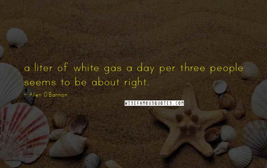 Allen O'Bannon Quotes: a liter of white gas a day per three people seems to be about right.